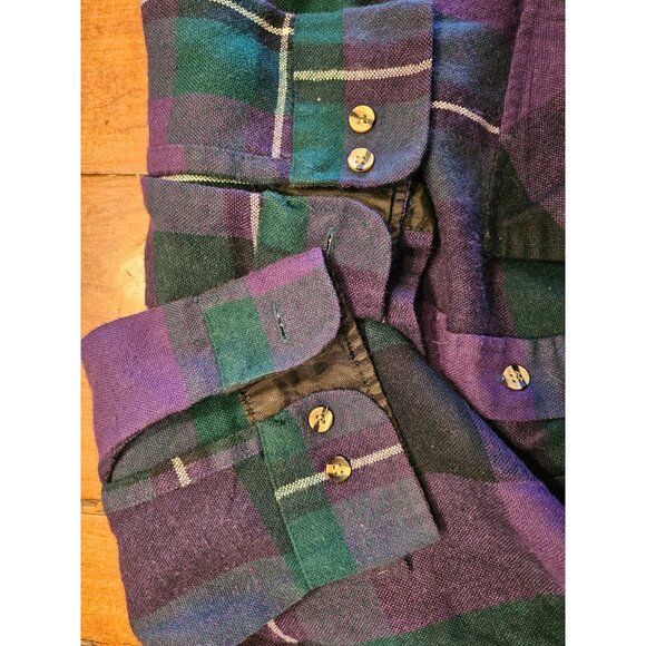 VTG claybrooke outdoors flannel XL purple green soft cabincore - Picture 7 of 10